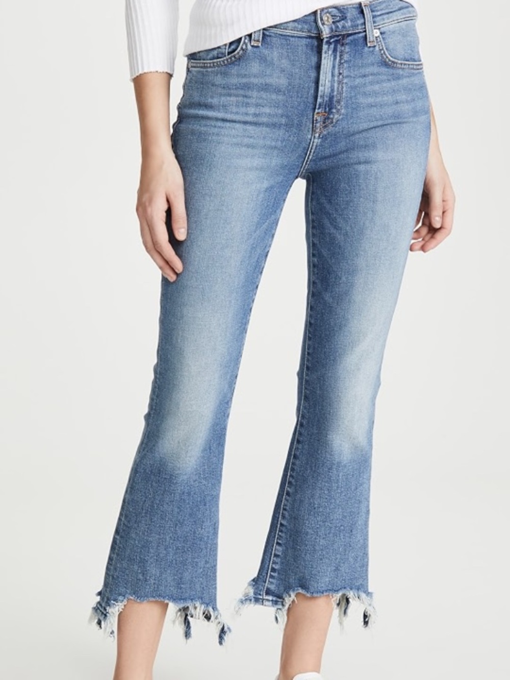 7 For All Mankind High Waist Slim Kick Jeans Frayed Hem Sz 29 NWT